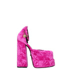 Versace Pink Velvet Platform Sandals - VELORIA - Thread of Generations