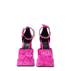 Versace Pink Velvet Platform Sandals - VELORIA - Thread of Generations