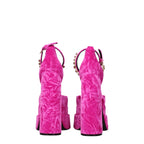 Versace Pink Velvet Platform Sandals - VELORIA - Thread of Generations