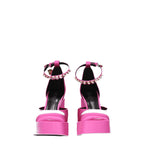 Versace Pink Satin Platform Pumps Versace