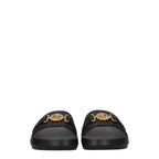 Versace Black Leather Slippers Versace