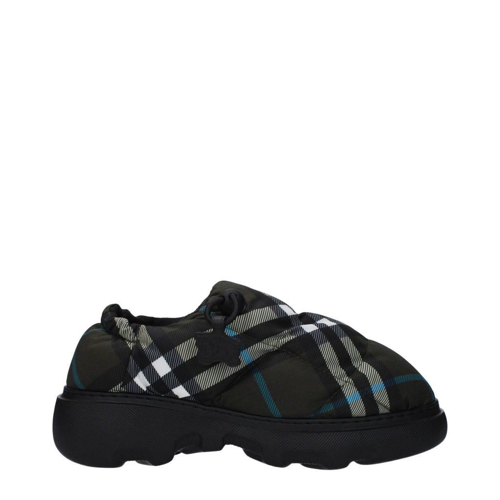 Burberry Green Fabric Slip-On Loafers Burberry