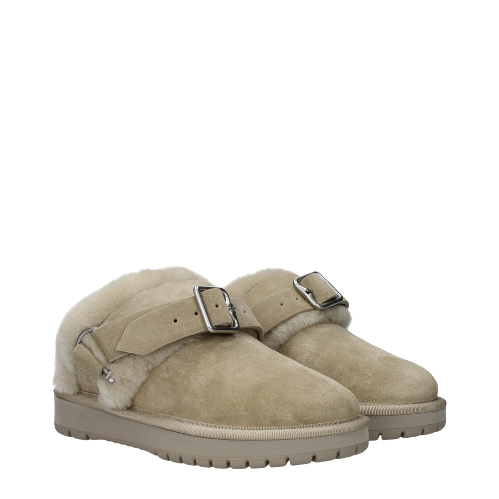 Burberry Green Leather Slippers Burberry