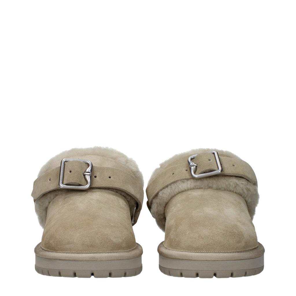 Burberry Green Leather Slippers Burberry