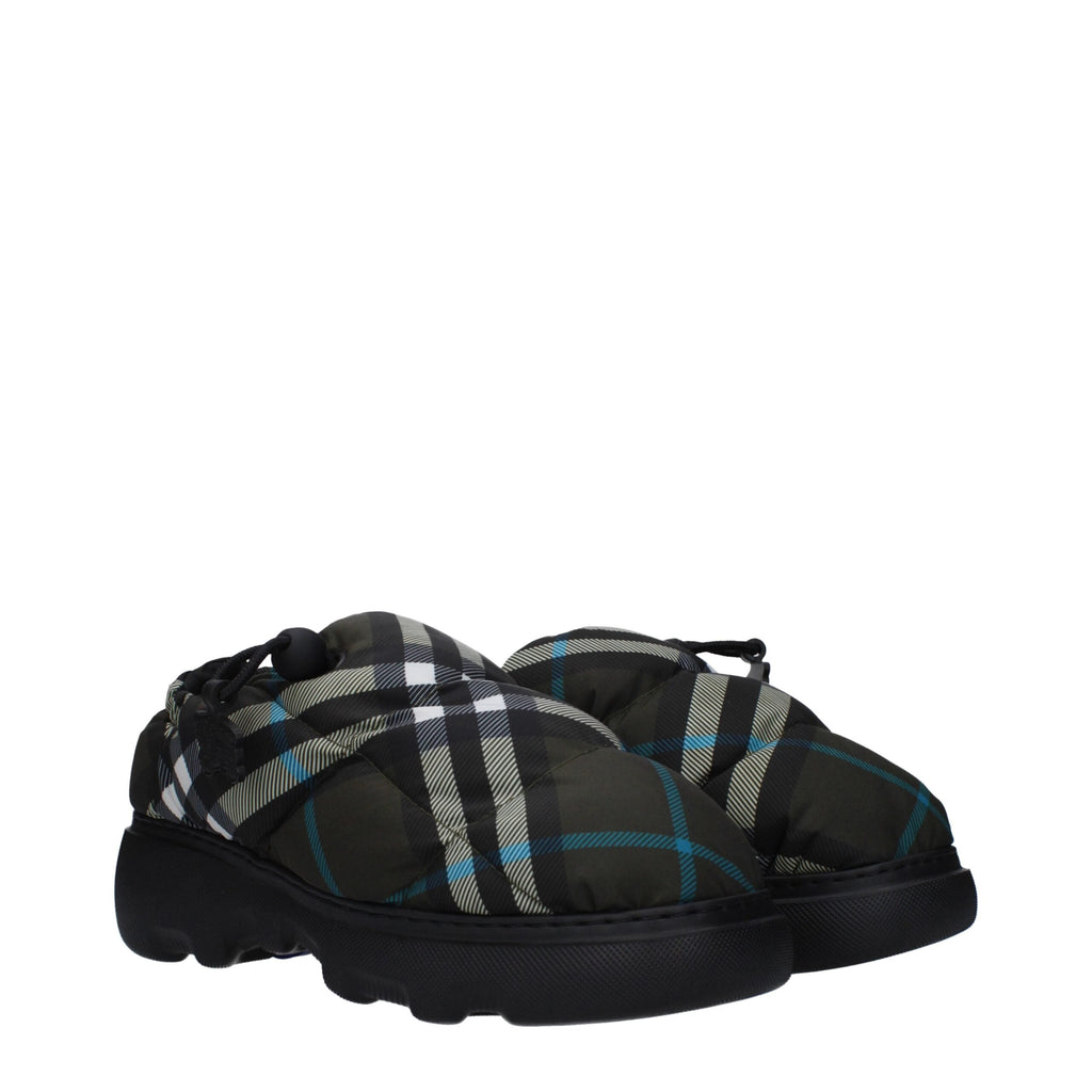 Burberry Green Fabric Slip-On Loafers Burberry
