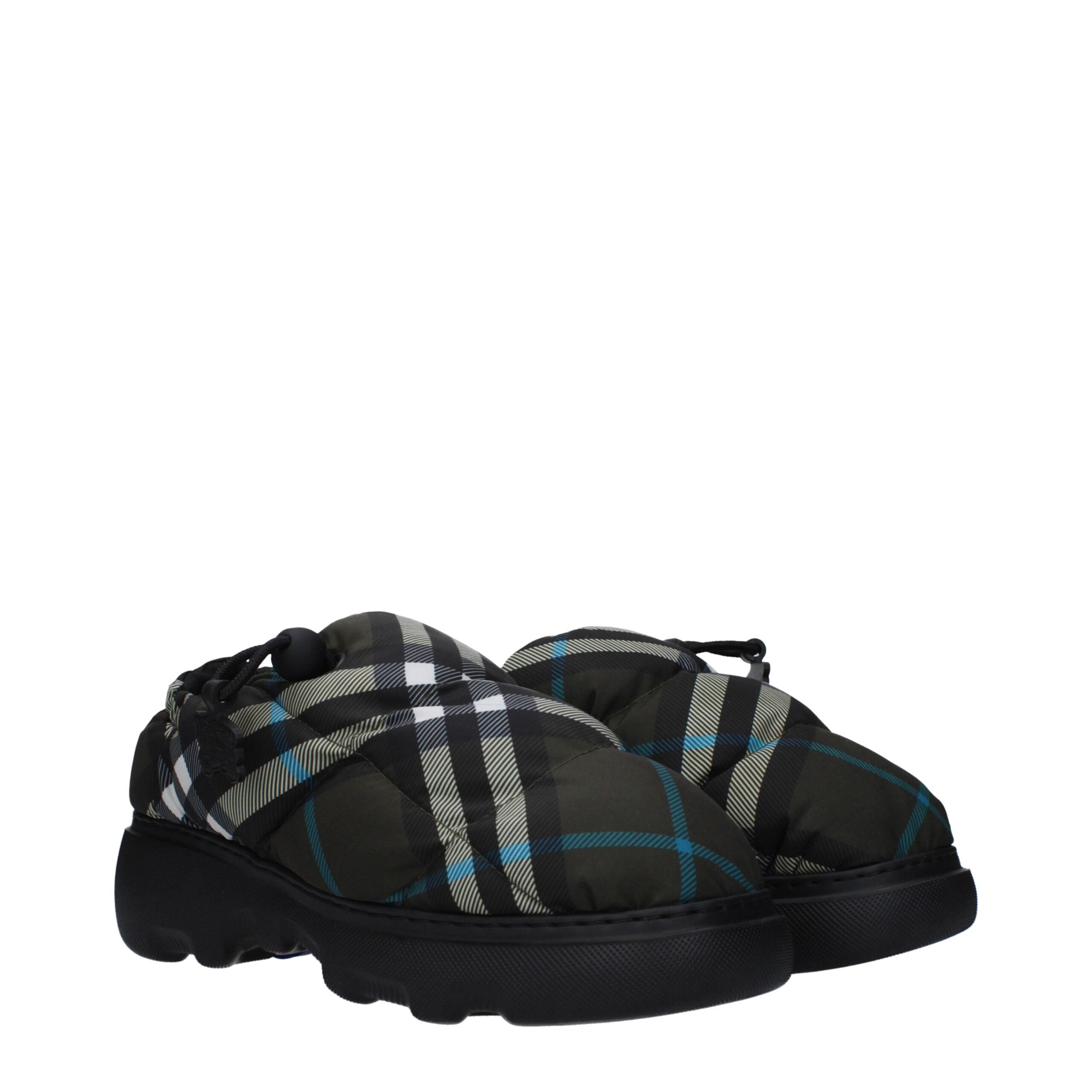 Burberry Green Fabric Slip-On Loafers Burberry
