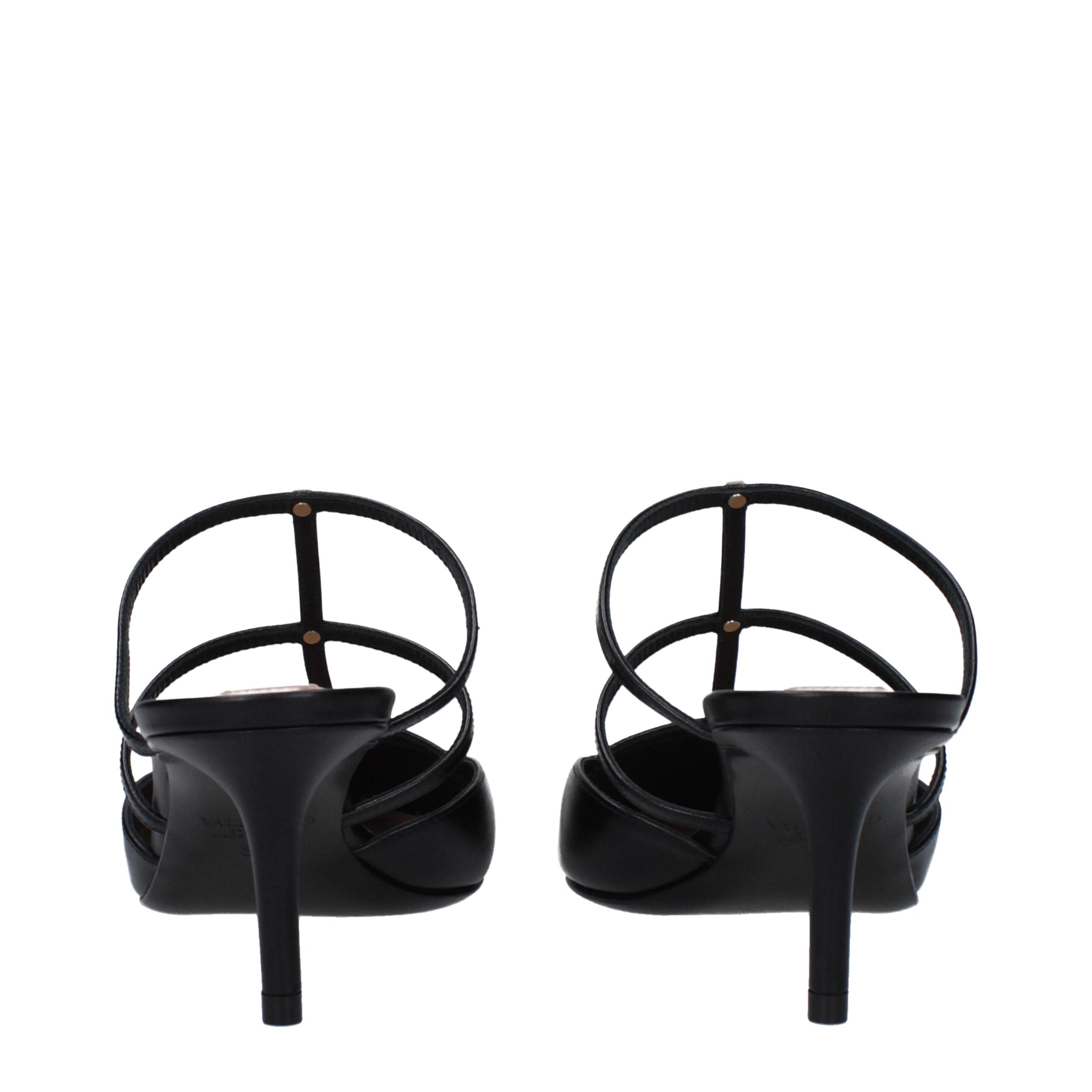 Valentino Garavani Black Leather Sandals Valentino Garavani
