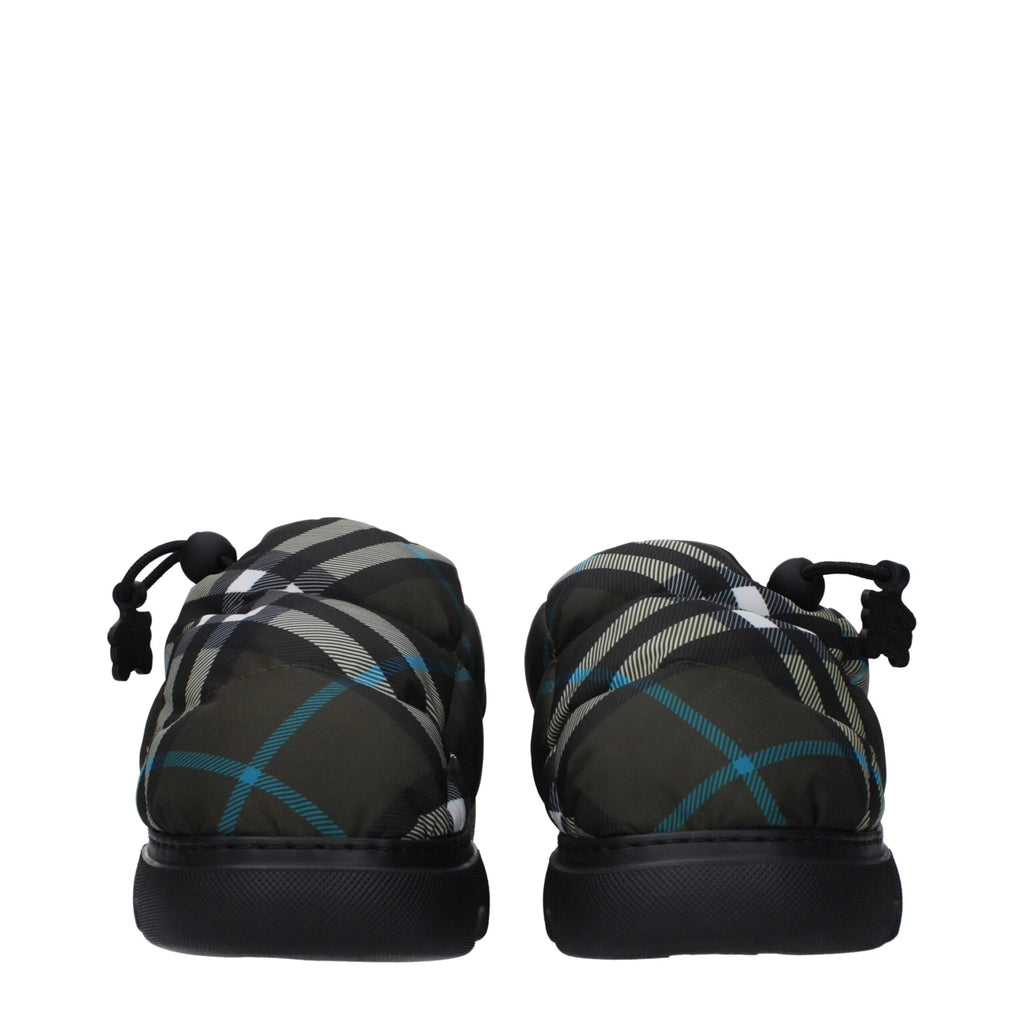Burberry Green Fabric Slip-On Loafers Burberry