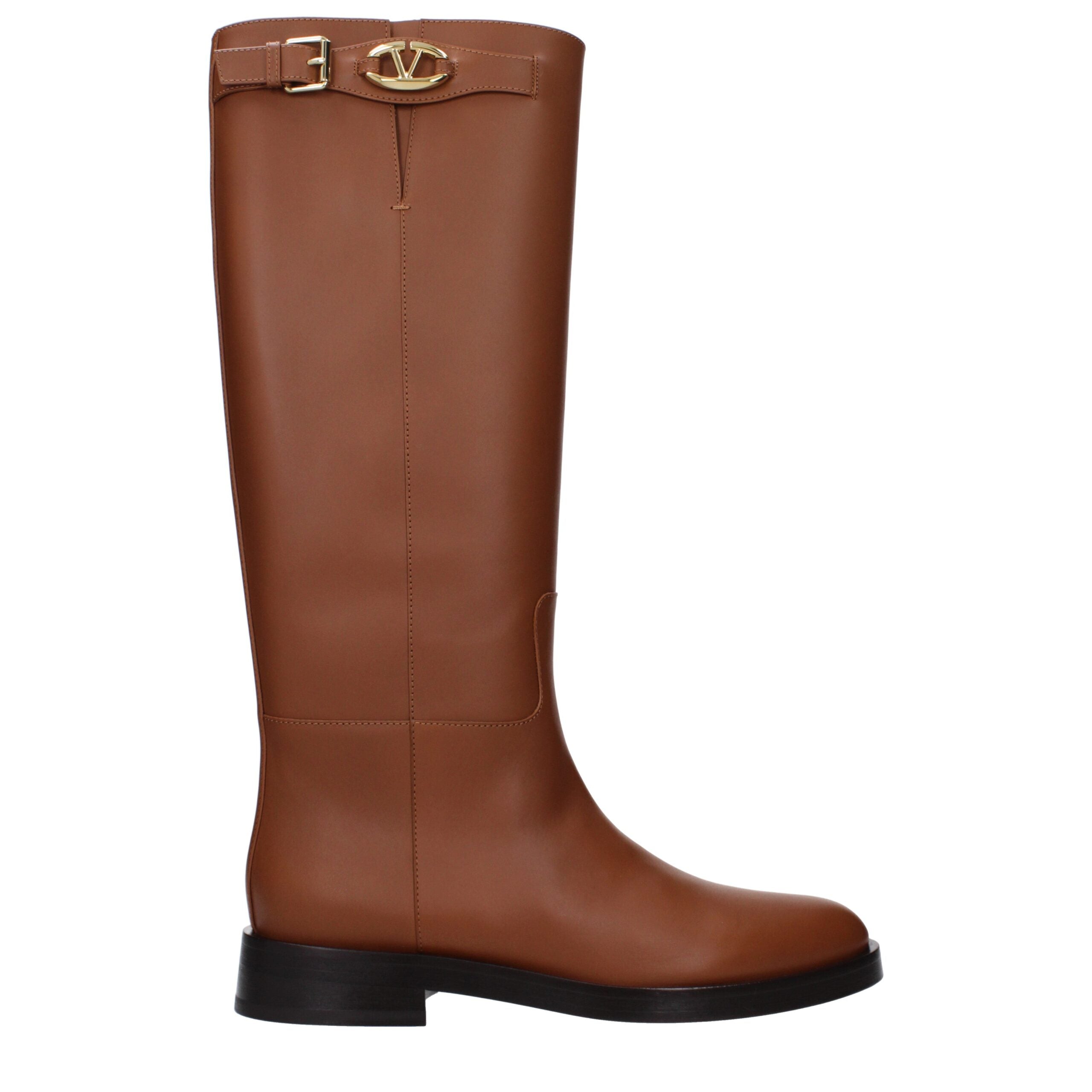 Valentino Garavani Brown Leather Boots Valentino Garavani
