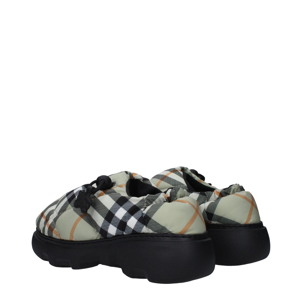 Burberry Green Fabric Slip-On Loafers Burberry