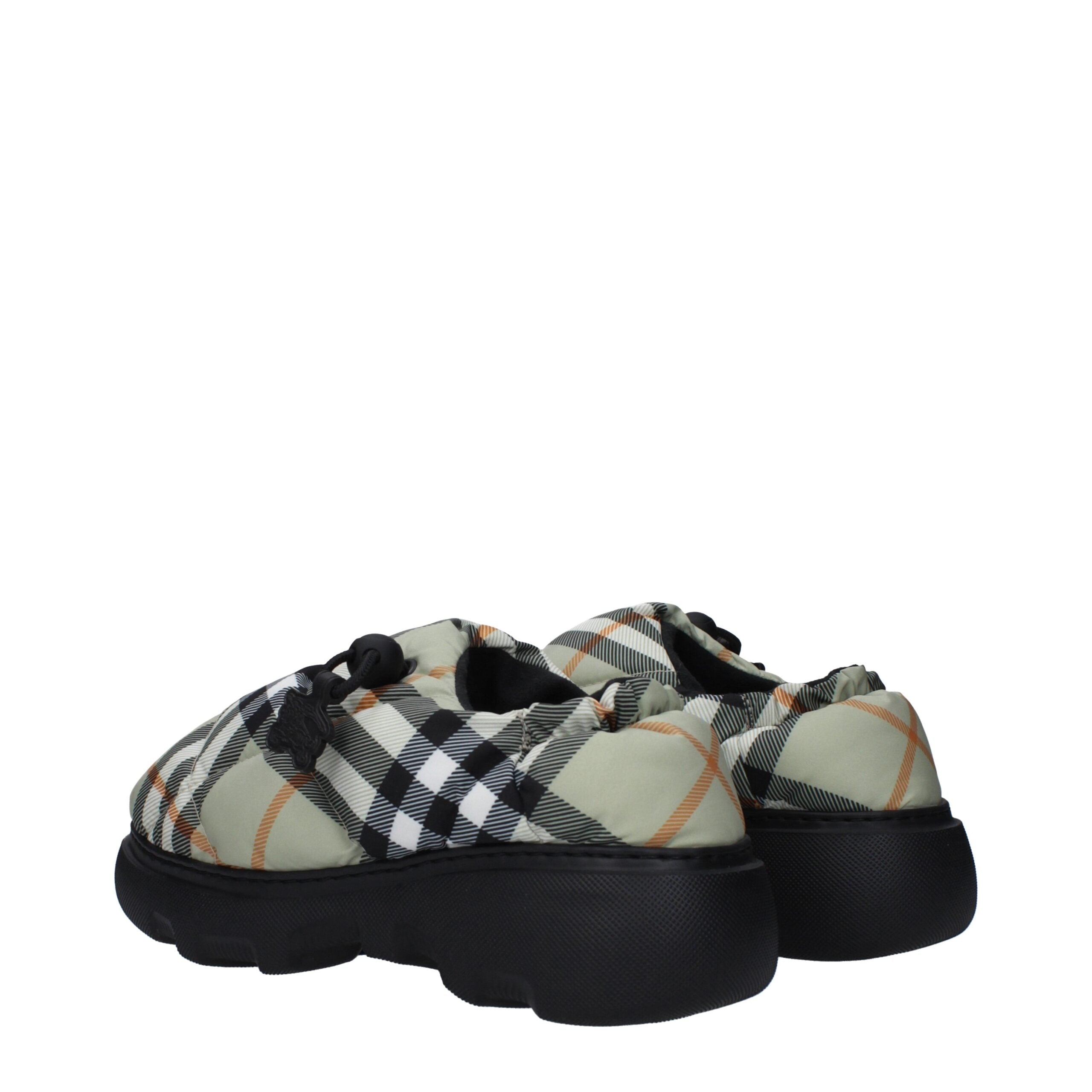 Burberry Green Fabric Slip-On Loafers Burberry