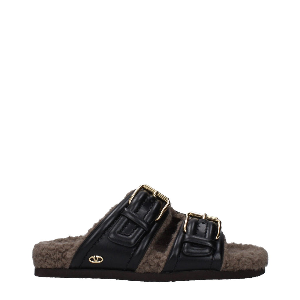 Valentino Garavani Black Leather Slippers Valentino Garavani
