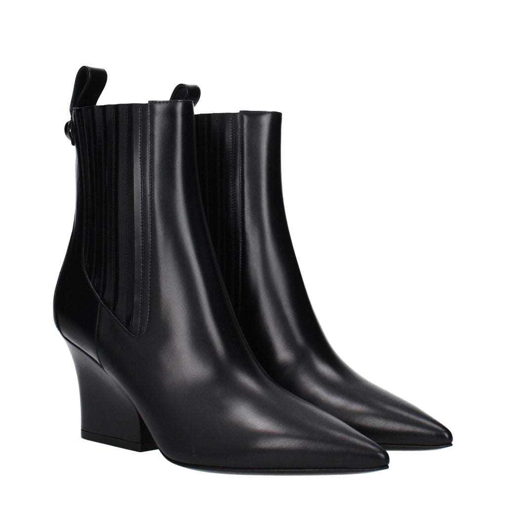 Valentino Garavani Black Leather Ankle Boots Valentino Garavani