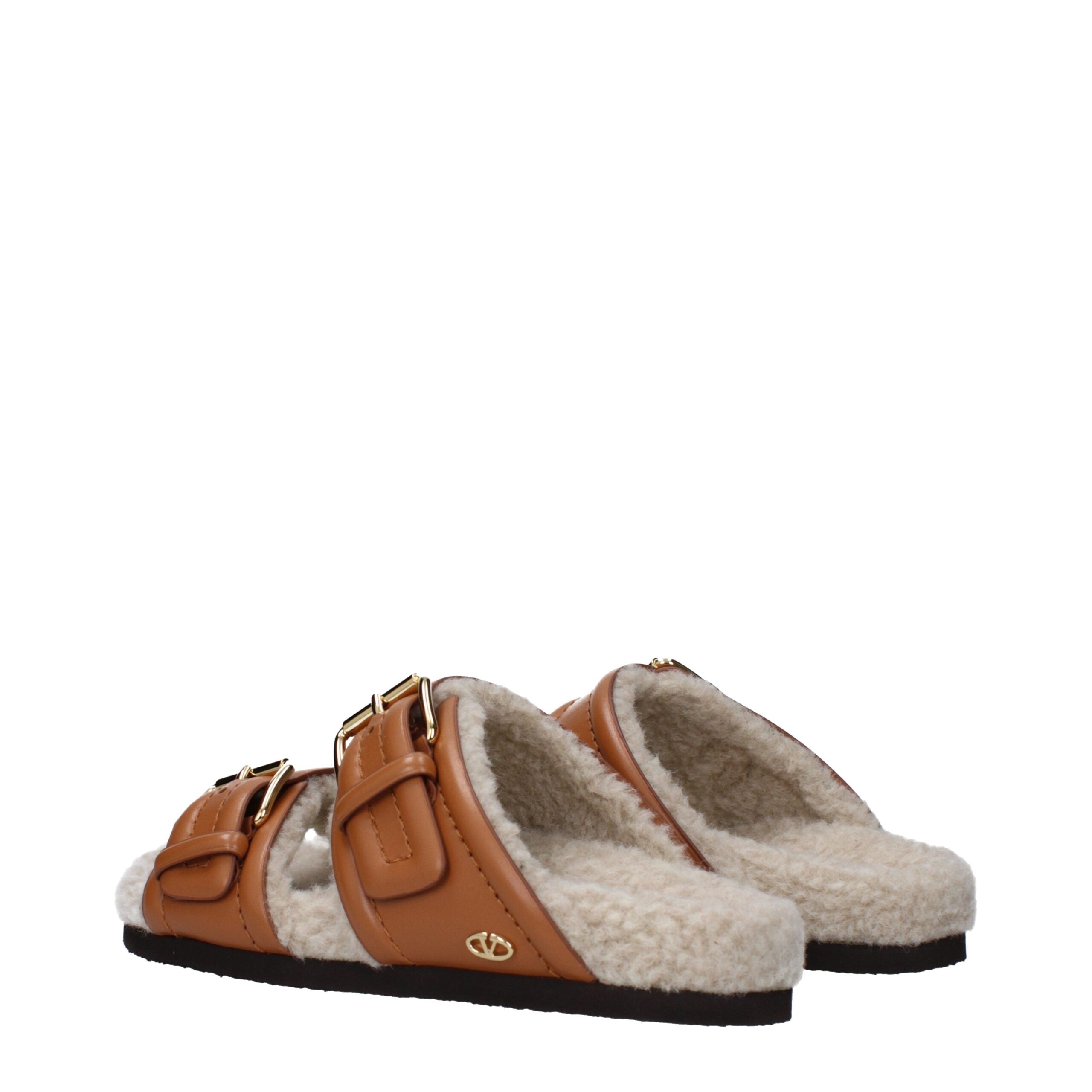 Valentino Garavani Brown Leather Slippers Valentino Garavani