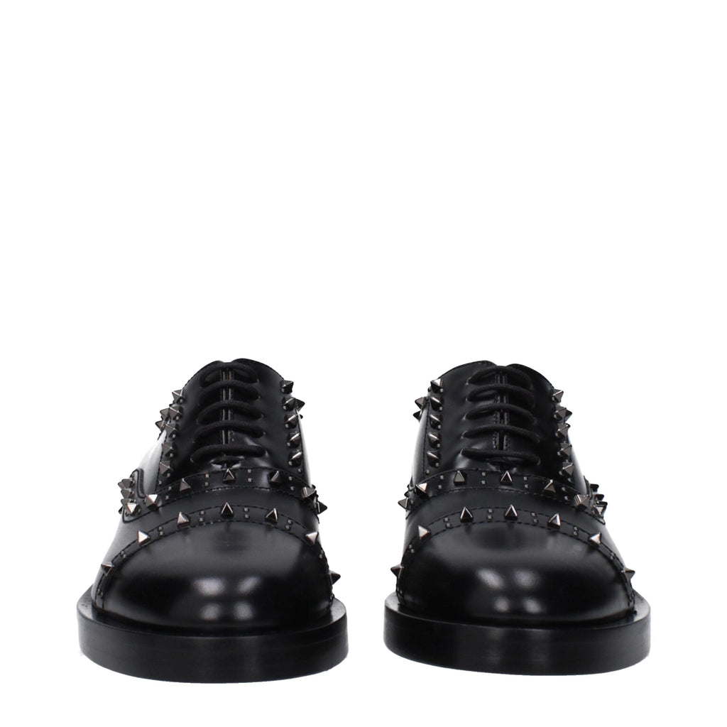Valentino Garavani Black Leather Oxfords And Derbies Valentino Garavani