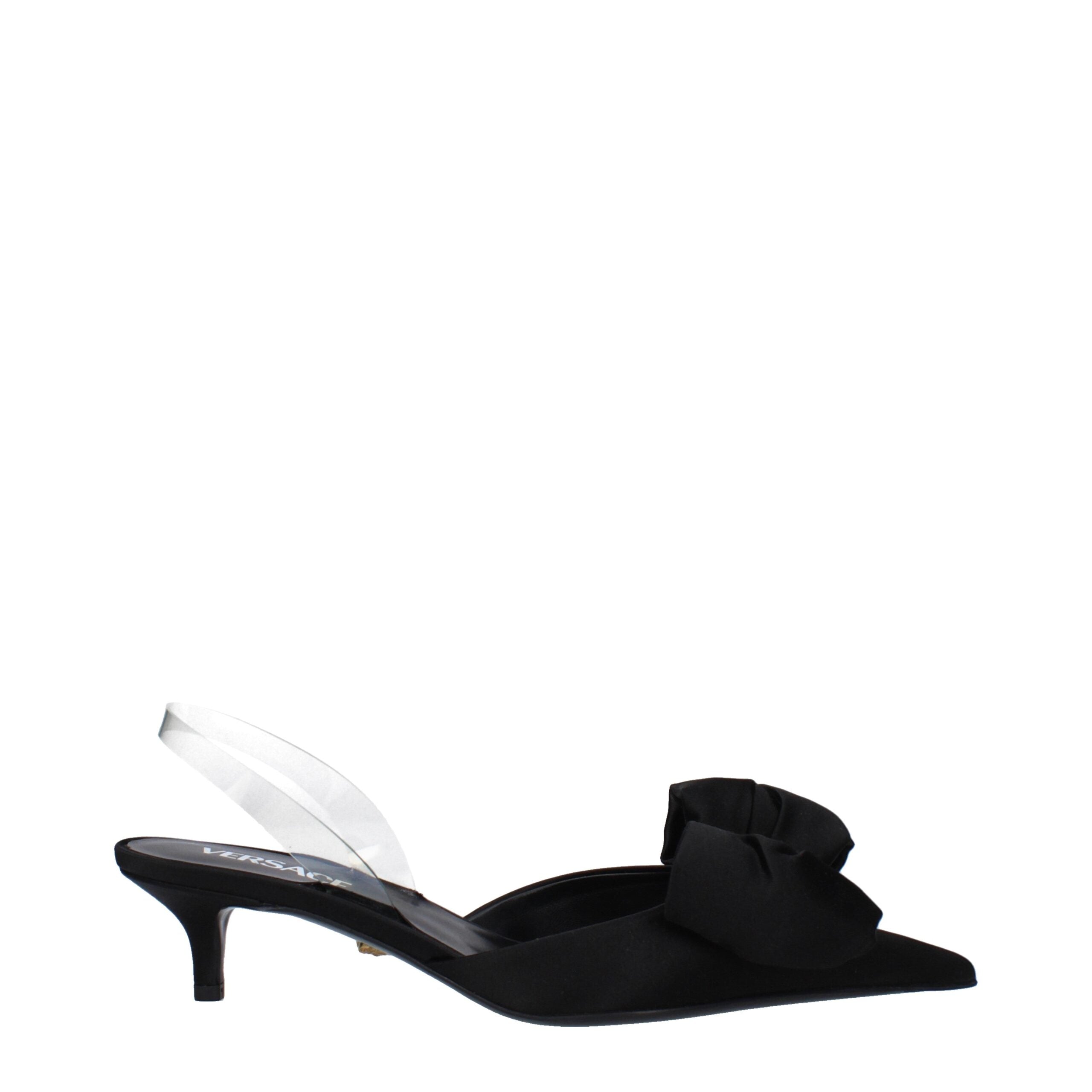 Versace Black Satin Flat Sandals Versace