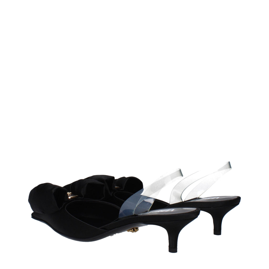 Versace Black Satin Flat Sandals Versace