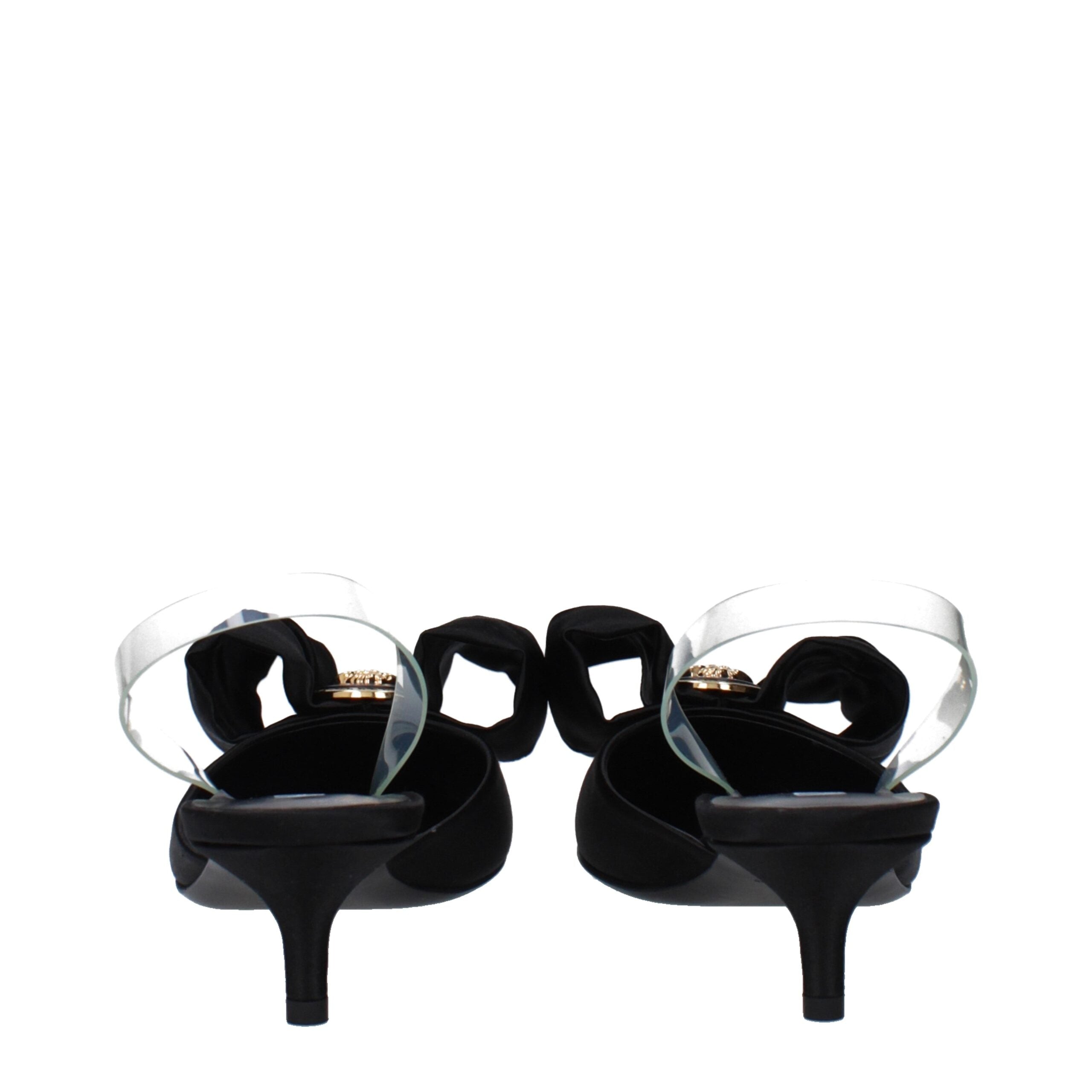 Versace Black Satin Flat Sandals Versace