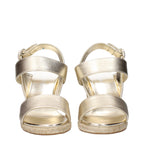 Prada Gold Leather Wedge Sandals Prada