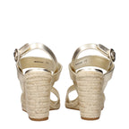 Prada Gold Leather Wedge Sandals Prada