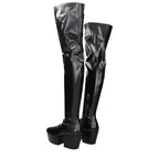 Prada Black Leather Over The Knee Prada