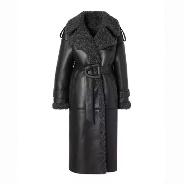 Reversible Faux Fur Coat with Lapel Warm Winter Outerwear for Women eprolo