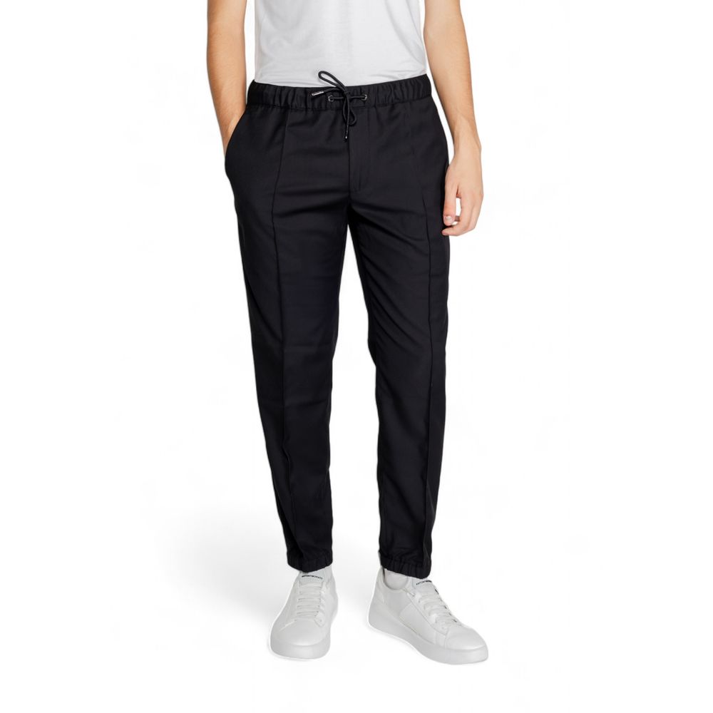 Armani Exchange Black Polyester Casual Pants Armani Exchange