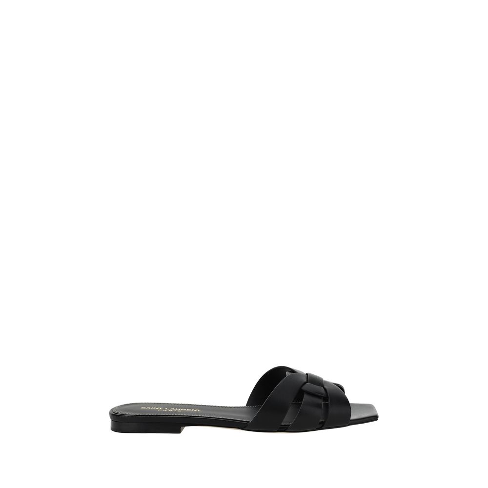 Saint Laurent Black Calf Leather Bos Taurus Strap-On Sandals Saint Laurent