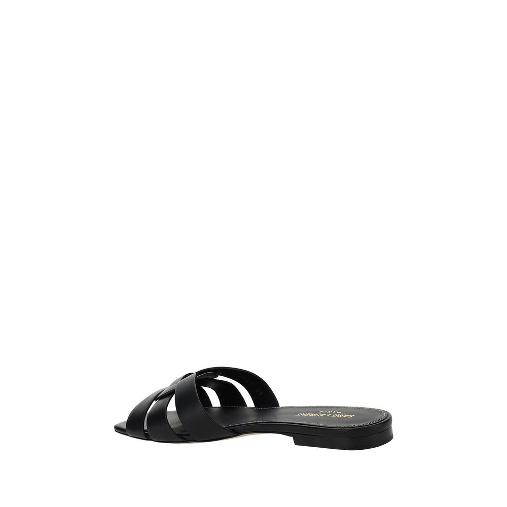 Saint Laurent Black Calf Leather Bos Taurus Strap-On Sandals Saint Laurent