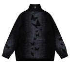 Butterfly Print Knit Sweater Coat for Men and Women, Loose Fit, Casual Chic Design eprolo