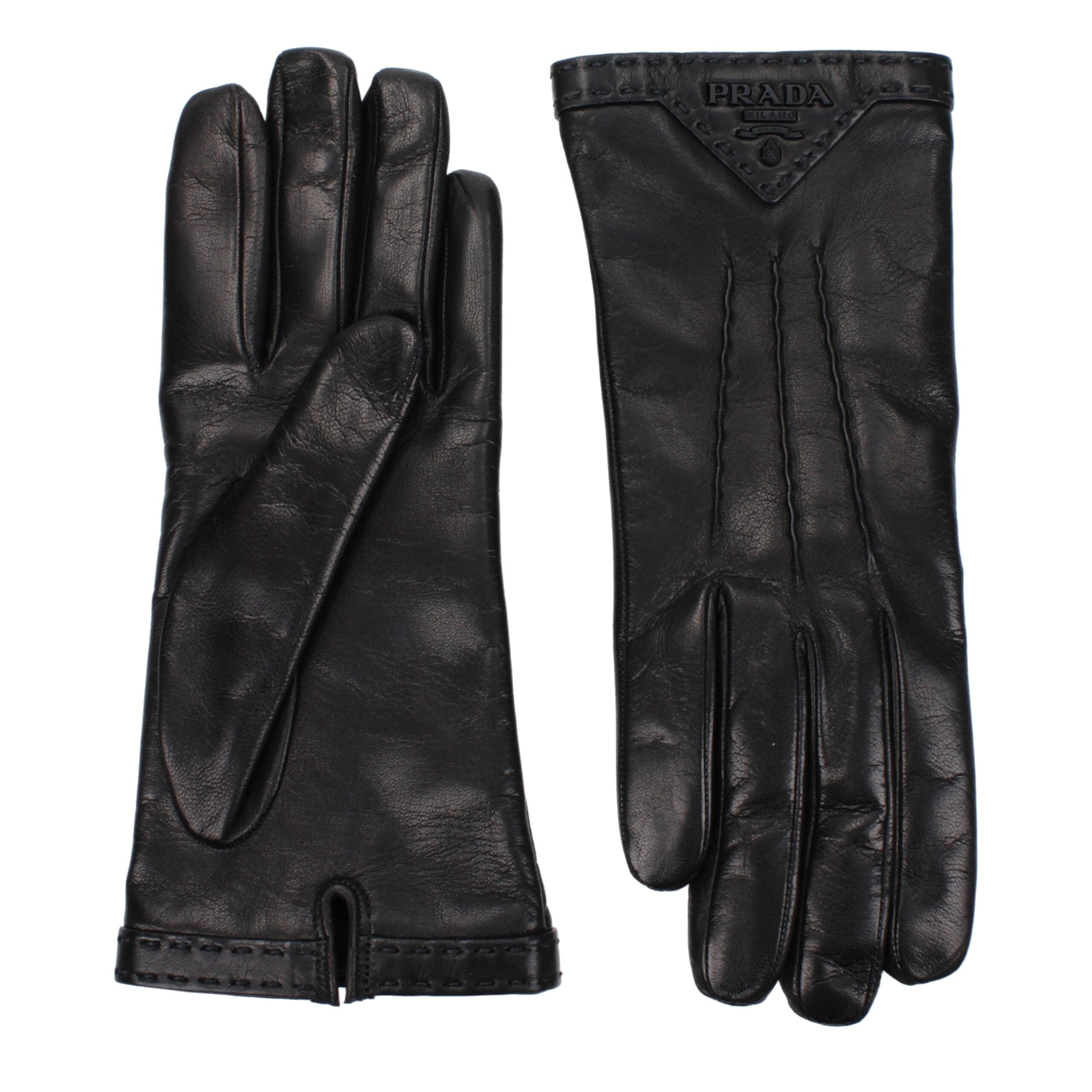 Prada Black Leather Gloves Prada