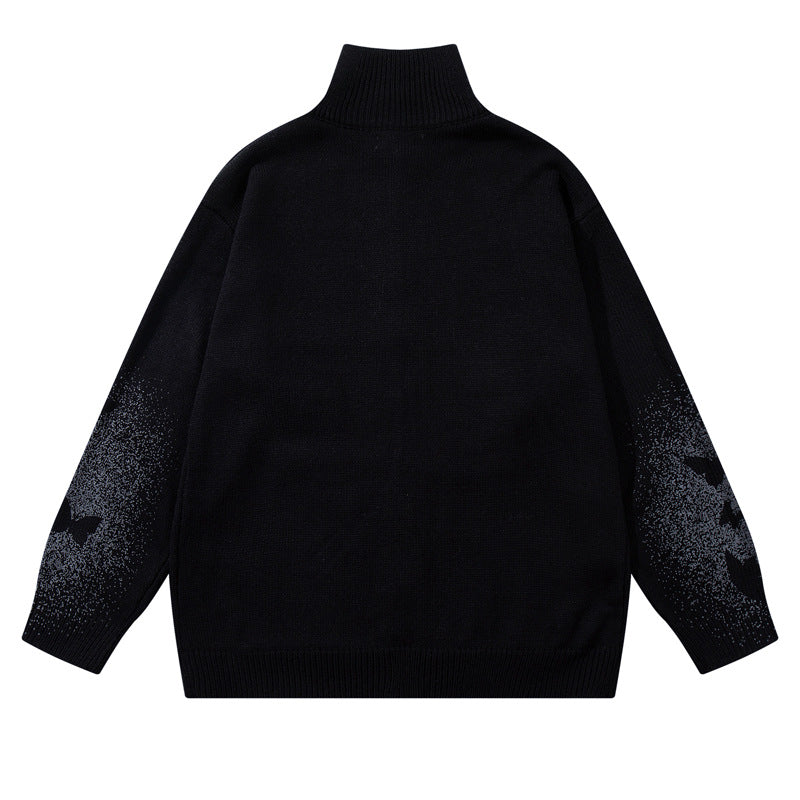 Butterfly Print Knit Sweater Coat for Men and Women, Loose Fit, Casual Chic Design eprolo