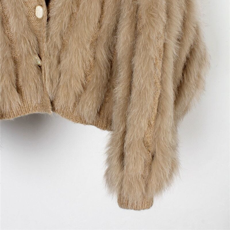 Winter New Fox Car Strip Sweater Women's Ultra-Short Cardigan Waistcoat Light Luxury eprolo