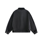 Multi-Pocket Spliced Leather Collar Loose All-Match Work Jacket Men eprolo