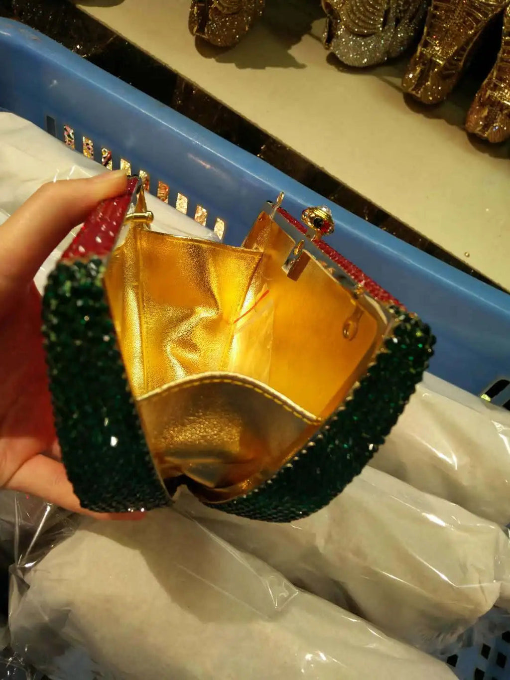 Watermelon Crystal Diamond Evening Bags Women Rhinestone Clutch Wallet Minaudiere Bag Bridal Wedding Bridal Handbag Purse eprolo