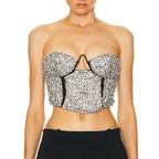 Heavy industry diamond-encrusted pure lust style tube top for autumn and winter with slimming sleeveless hot girl short top eprolo