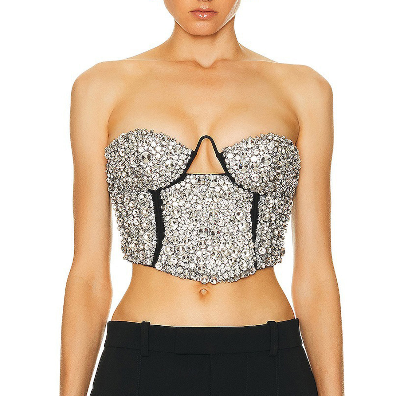 Heavy industry diamond-encrusted pure lust style tube top for autumn and winter with slimming sleeveless hot girl short top eprolo
