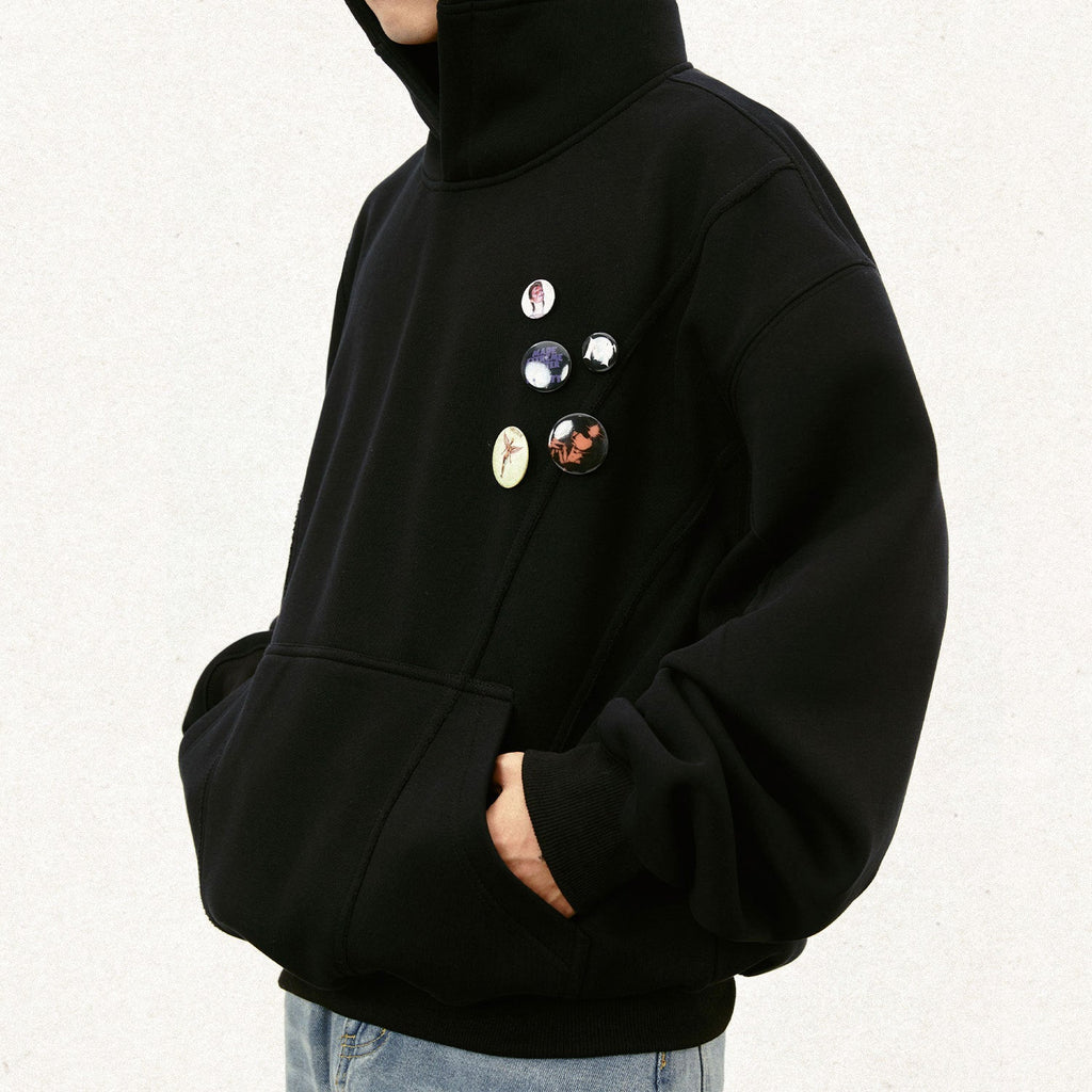 Hooded Casual Fleece Sweatshirt with Chest Patch for Men eprolo