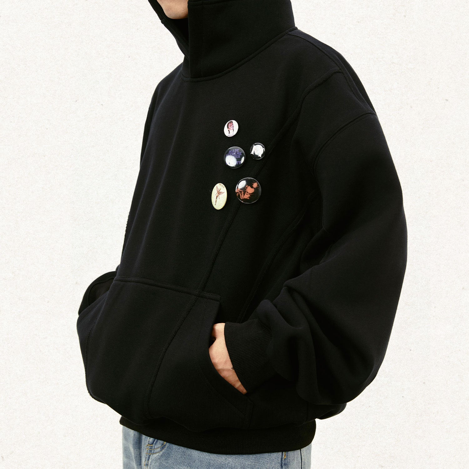Hooded Casual Fleece Sweatshirt with Chest Patch for Men eprolo