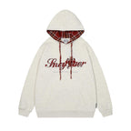 Checkered embroidery hooded sweatshirt for men and women eprolo