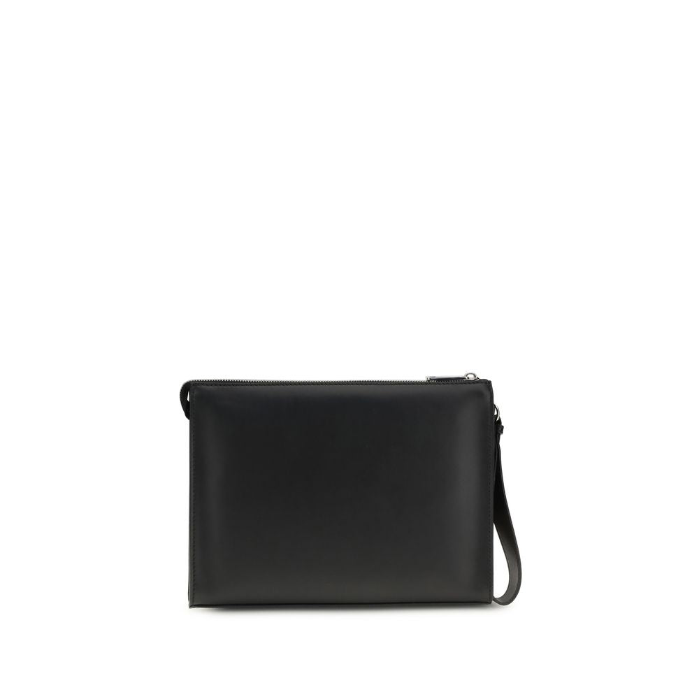 Fendi Black Calf Leather Bos Taurus Clutch Bag Fendi