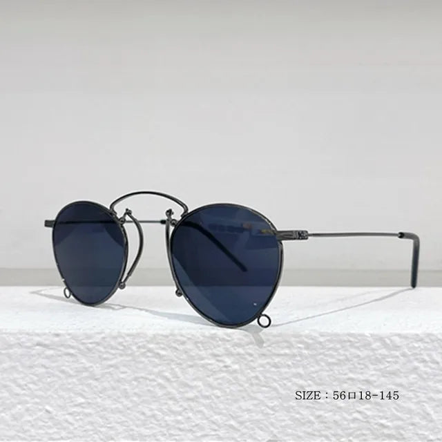 Brand Design Fashion Round Metal Sunglasses Retro Ladies Glasses Classic Luxury Driving Oval Travel Eyewear With Chain eprolo