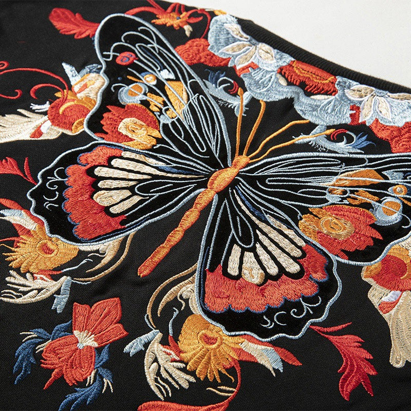Autumn Zhuangzhou Mengdie embroidery printed round neck longsleeved T shirt trendy retro sports pullover sweatshirt for men eprolo