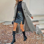Women's Fall Winter Double Breasted Wool Coat Long Sleeve Notch Lapel Midi Long Trench Coat VELORIA - Thread of Generations