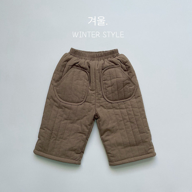 Wool Lined Vintage Cotton Cropped Straight Leg Pants LittleYogaSocks
