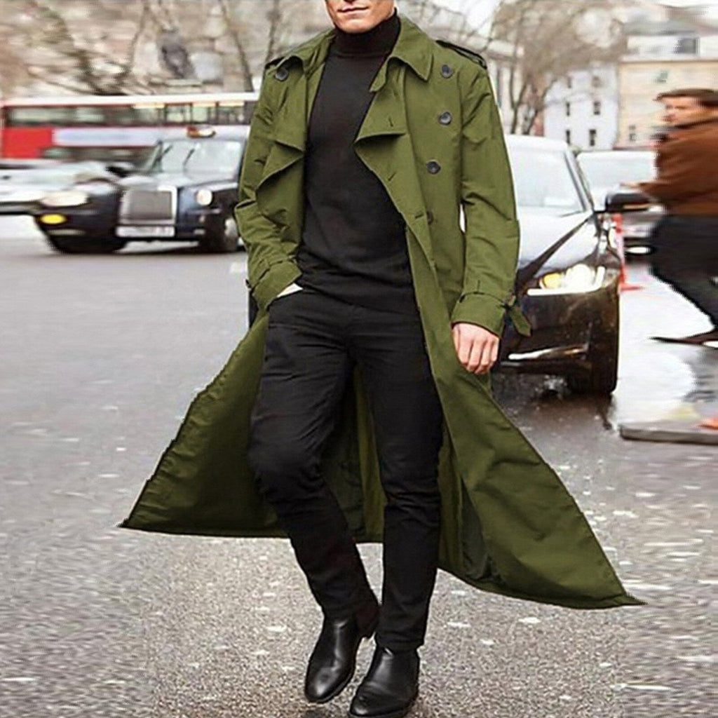 Men Business Jacket Fashion Autumn Long Windbreaker Jacket Overcoat Male Casual Winter Cotton Trench Outwear Coat eprolo