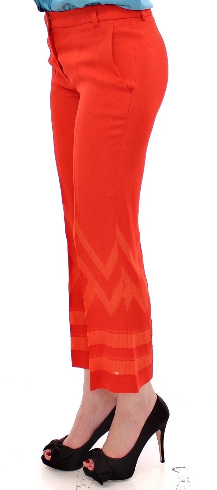 Versace Collection Red Pants Cropped 3/4 Short Nude Capri Pants Versace Collection