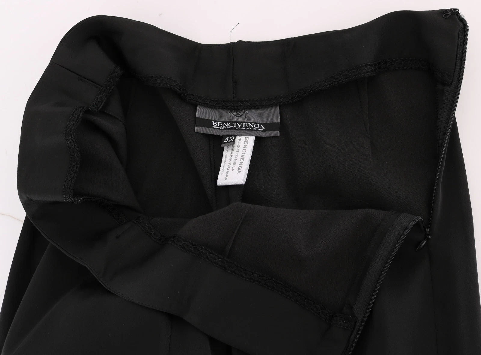 BENCIVENGA Black Stretch Straight Fit Dress Trousers Pants BENCIVENGA