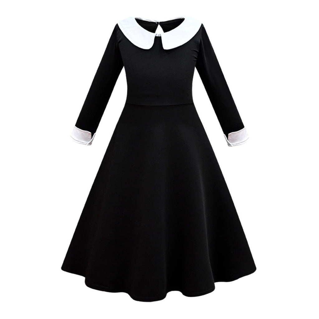 Girls' Fashion Simple Lapel Print Dress LittleYogaSocks