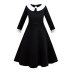 Girls' Fashion Simple Lapel Print Dress LittleYogaSocks